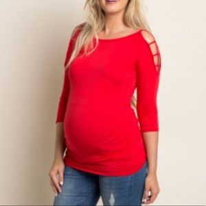 Pinkblush criss-cross cold shoulder shirt